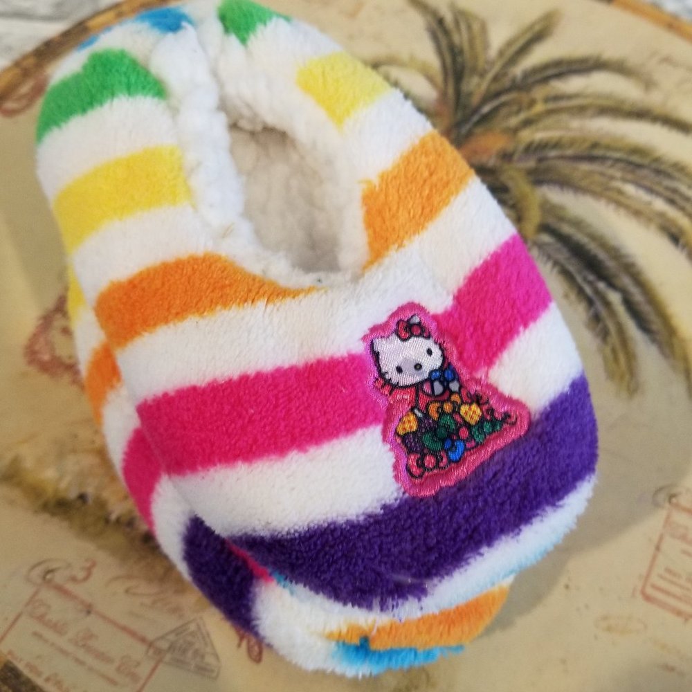 Girls Hello Kitty Sherpa-Lined Slippers Striped Size Small
